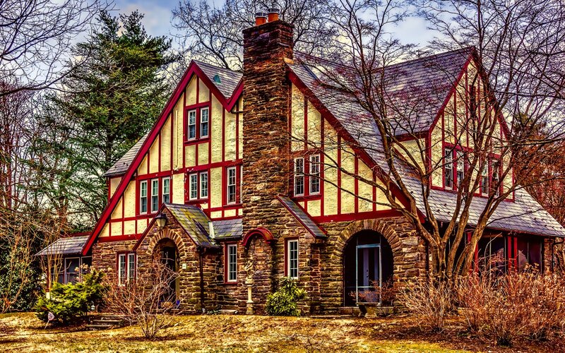 Tudor-style House — Red