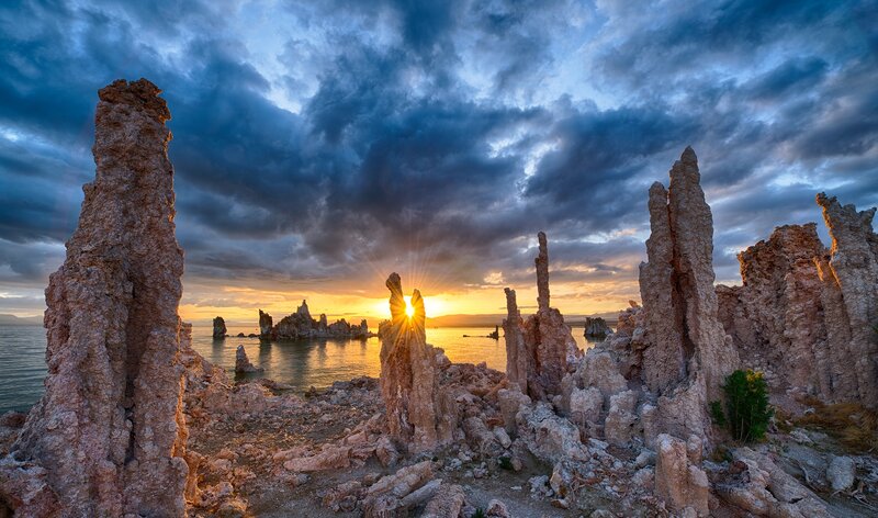 Tufa Formations at Sunset — Blue, Dramatic