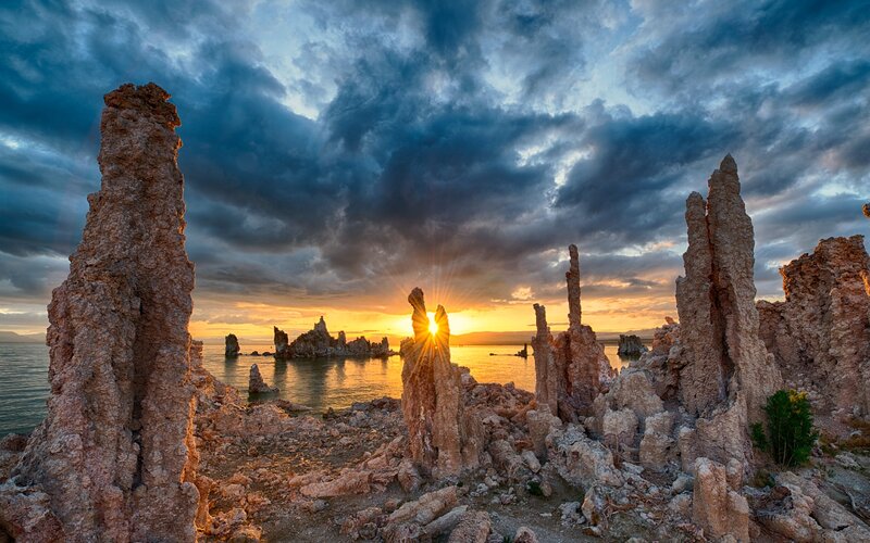 Tufa Formations at Sunset — Orange, Dramatic