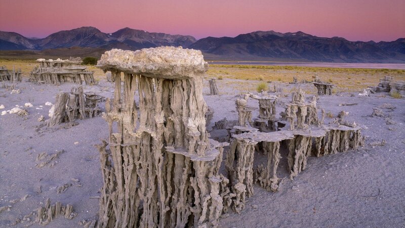 Tufa Formations at Sunset — Pink, Serene