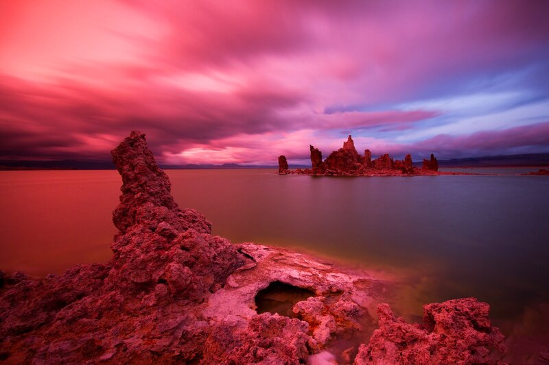 Tufa Formations at Sunset — Red, Dramatic