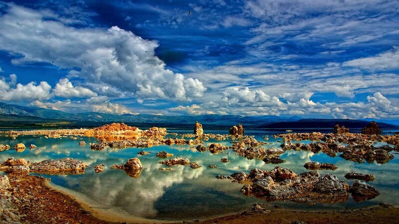 Tufa Formations in Lake — Blue, Dramatic, Afternoon