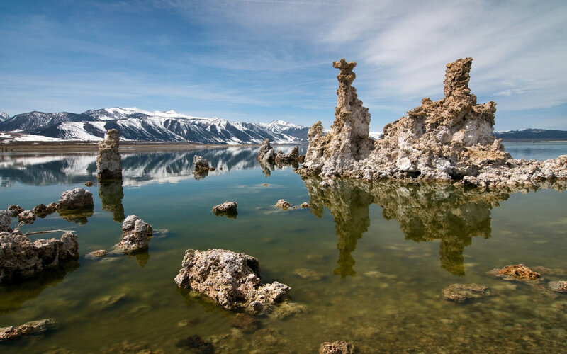 Tufa Formations in Lake — Blue, Serene, Afternoon