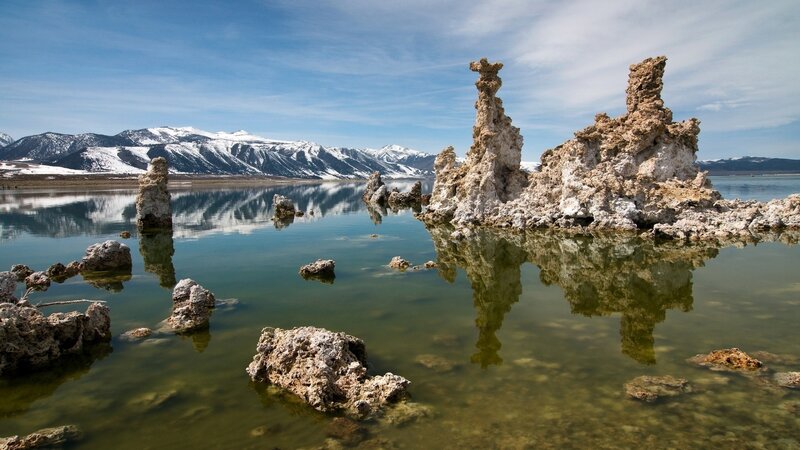 Tufa Formations in Lake — Blue, Serene, Winter