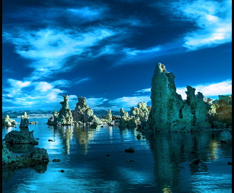 Tufa Formations in Lake — Blue