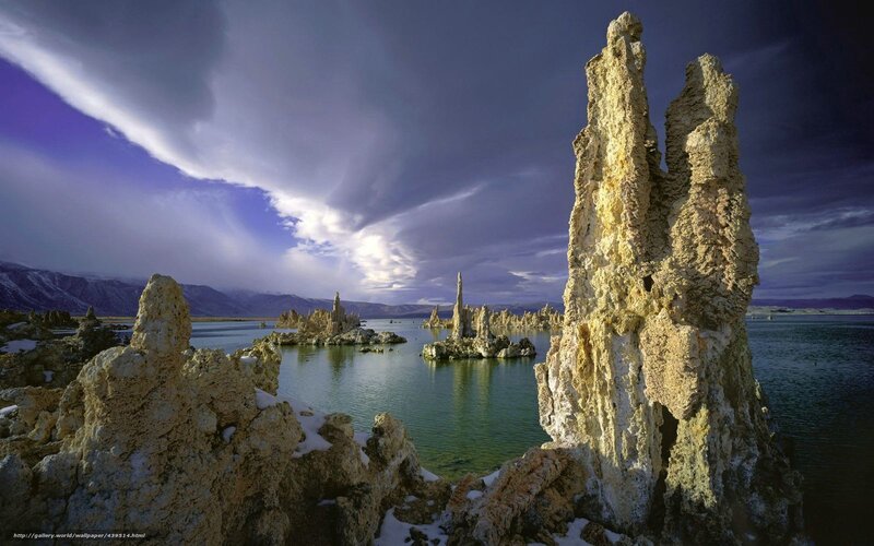 Tufa Formations in Lake — Purple, Dramatic, Afternoon