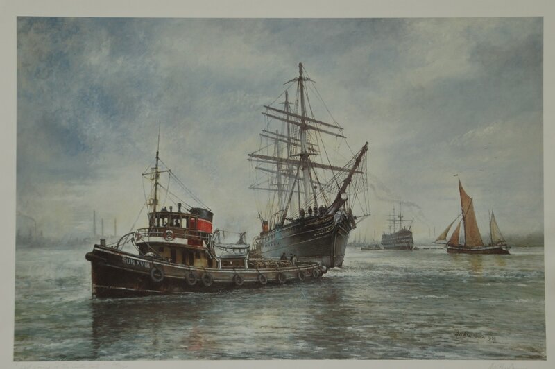 Tugboat and Sailing Ship