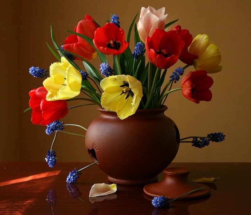 Tulip and Grape Hyacinth Bouquet