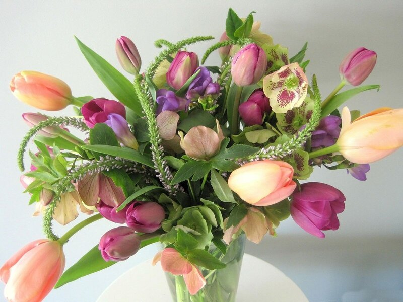 Tulip and Hellebore Bouquet