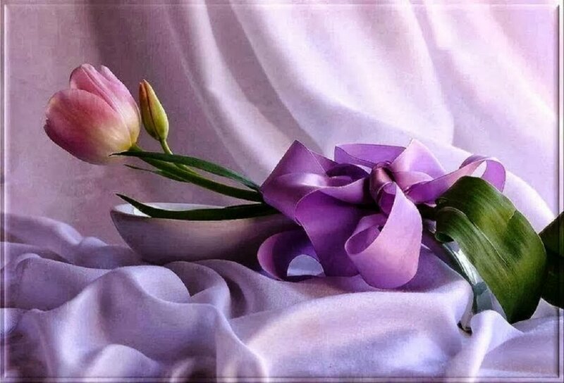 Tulip and Purple Ribbon