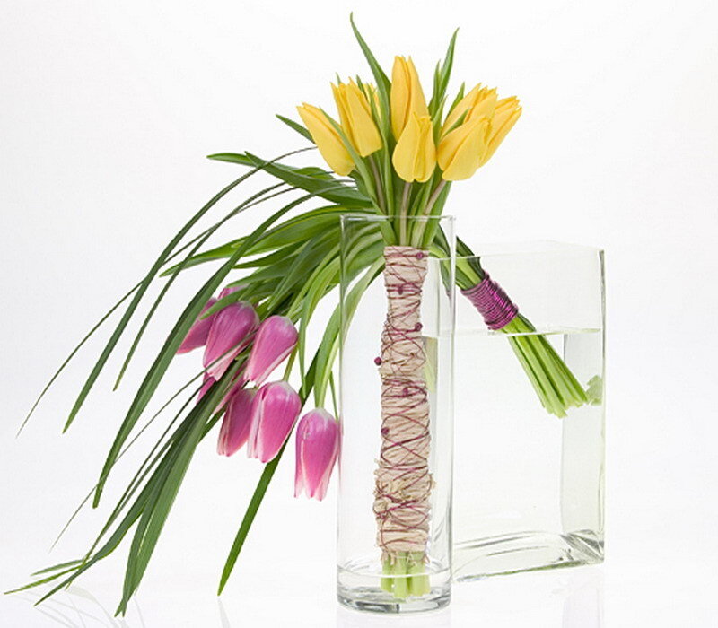 tulip bouquet in glass vase