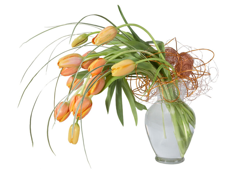 tulip bouquet in glass vase