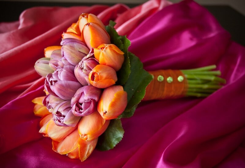 Tulip Bouquet on Fabric