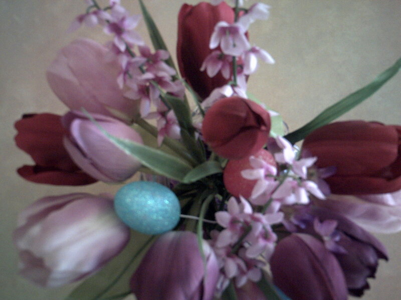 tulip bouquet with easter eggs