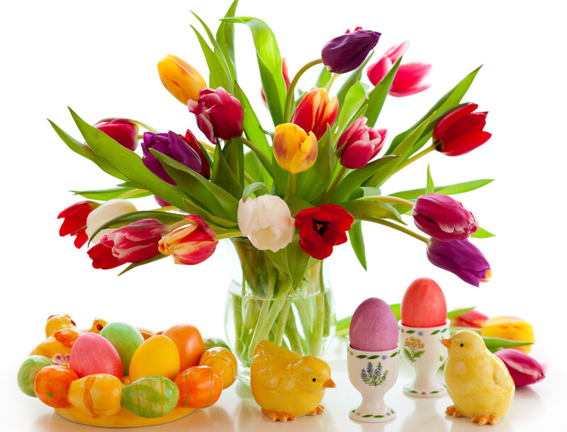 Tulip Bouquet with Eggs — White