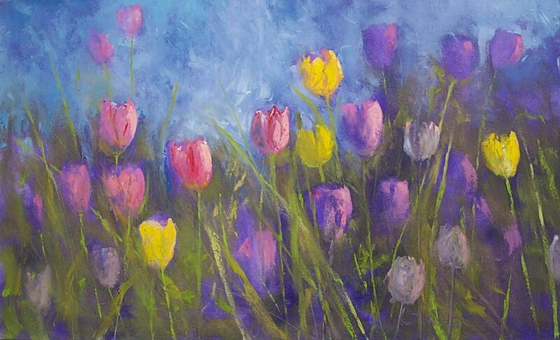 Tulip Flowers in Field — Purple
