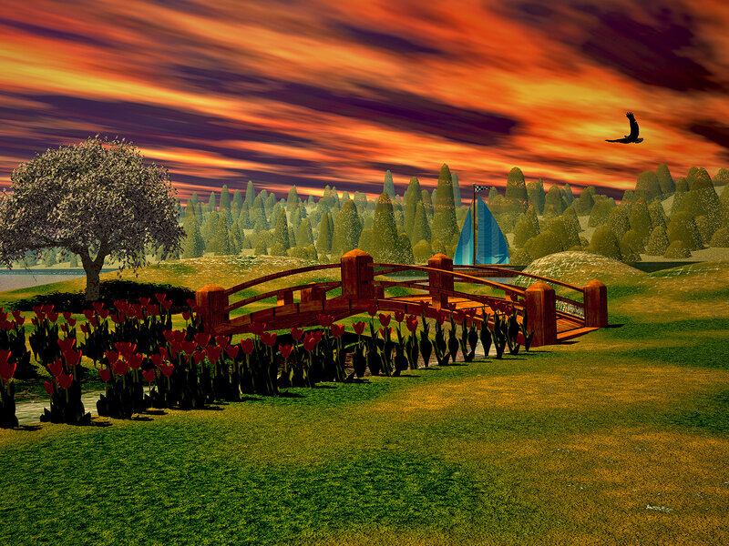 Tulip Garden with Bridge
