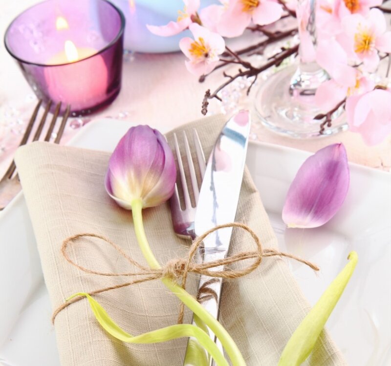 Tulip on Napkin — Purple