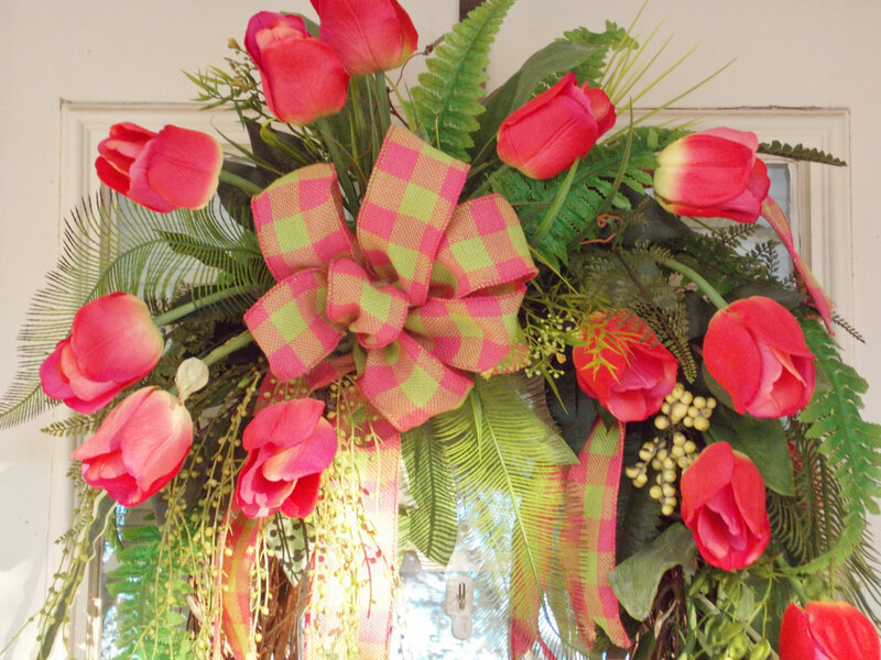 Tulip Wreath with Bow