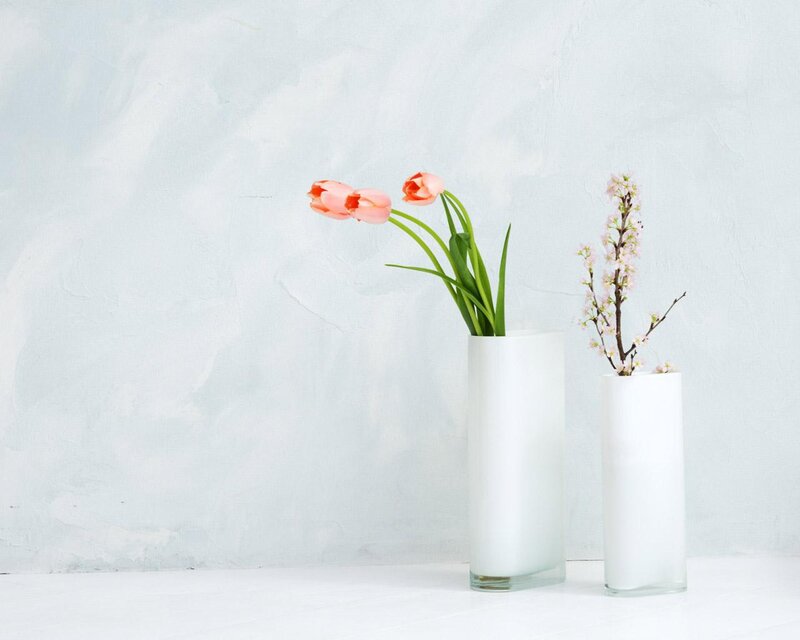 Tulips and Blossoms in Vases