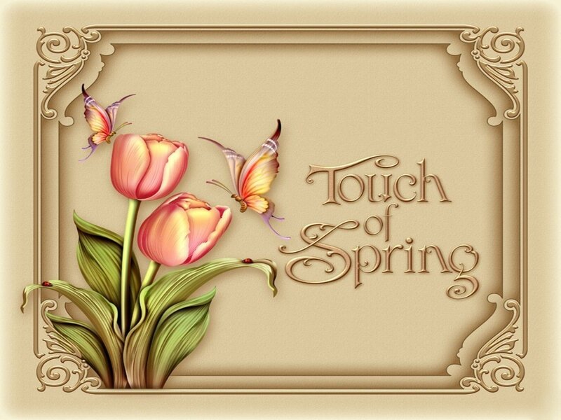 Tulips and Butterflies — Beige