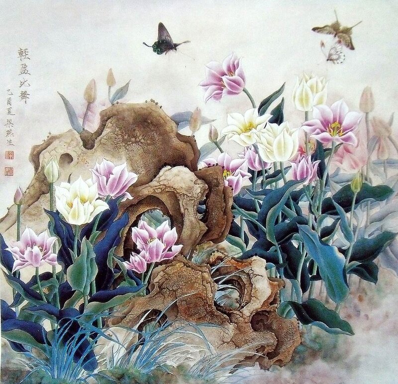 Tulips and Butterflies — Pink, Serene