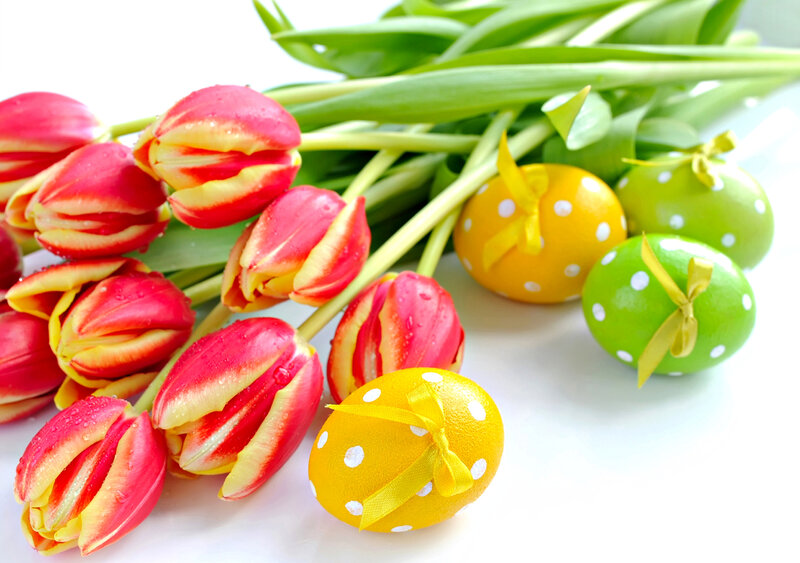Tulips and Decorated Eggs