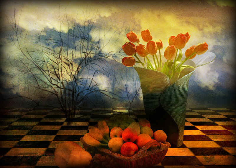 Tulips and Fruit Basket — Orange