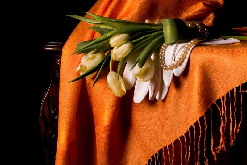 Tulips and Gloves on Scarf