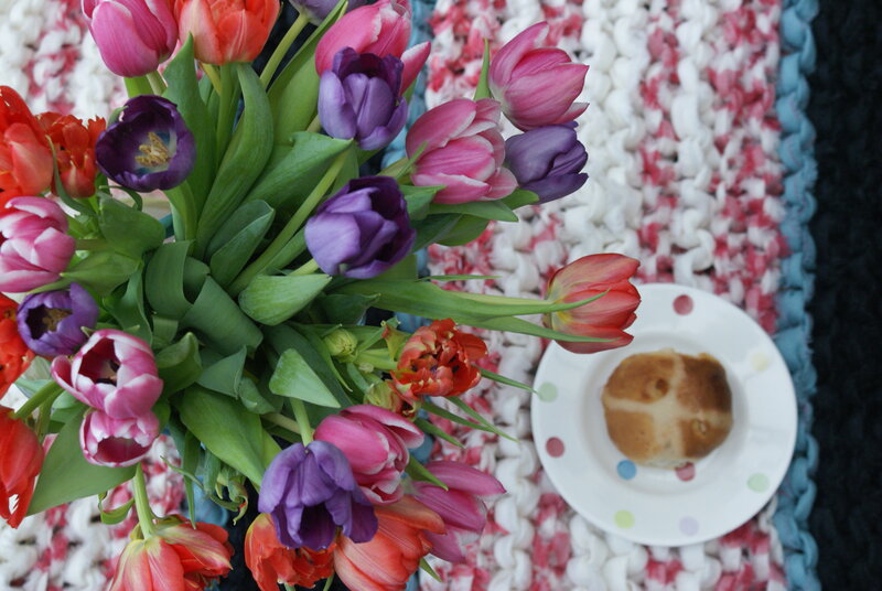 Tulips and Hot Cross Bun