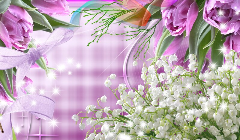 Tulips and Lily of the Valley — Purple