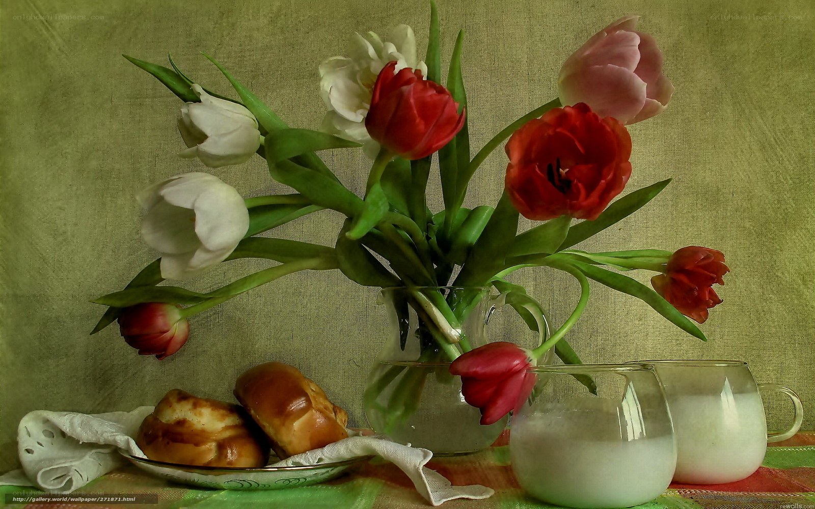 tulips and pastries still life