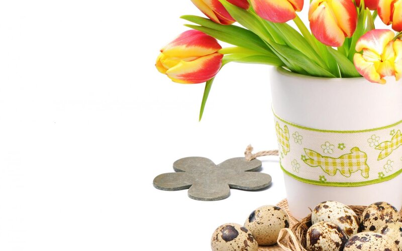 Tulips and Quail Eggs — White, Festive, Spring
