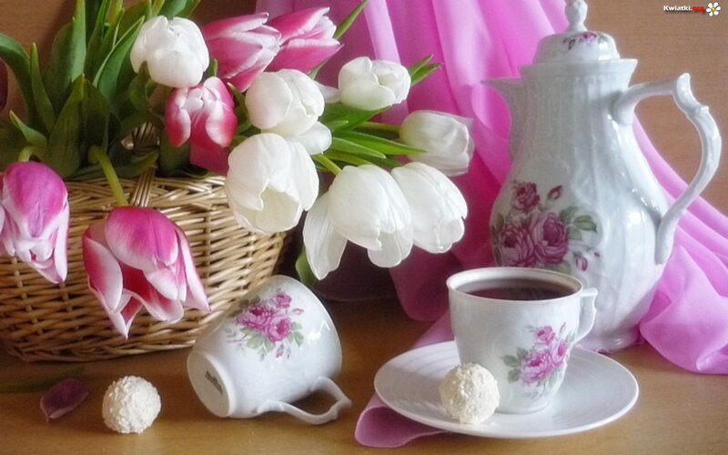Tulips and Tea Set — Pink