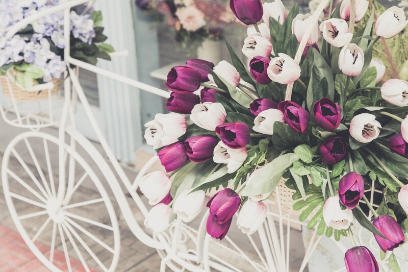 Tulips in a Basket — Purple