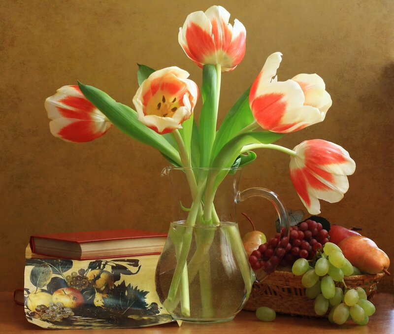 Tulips in a Pitcher — Brown
