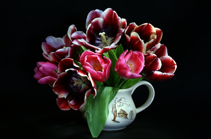 Tulips in a Pitcher — Red