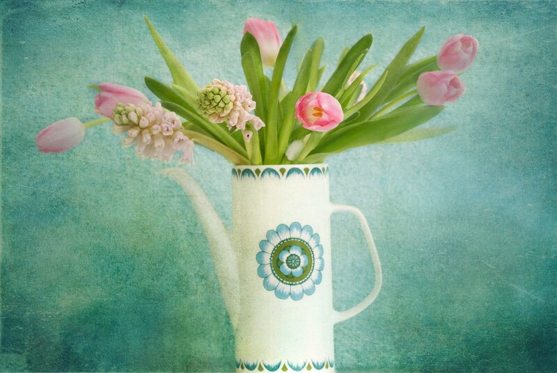 Tulips in a Pitcher — Teal