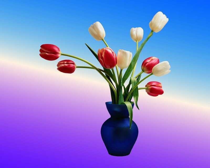 Tulips in a Vase — Blue, Serene