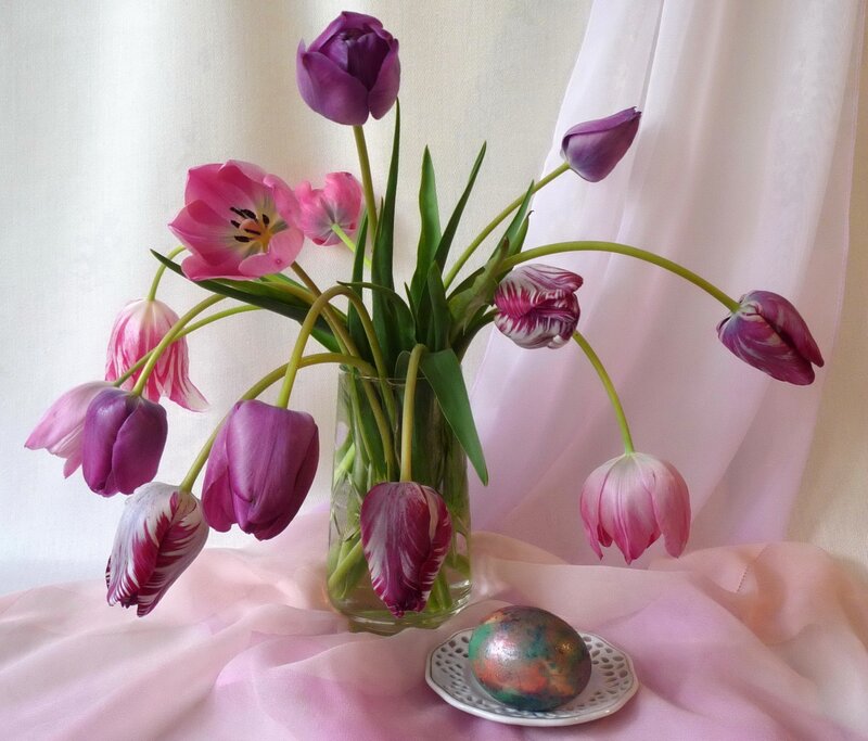 Tulips in a Vase — Pink, Serene, Spring