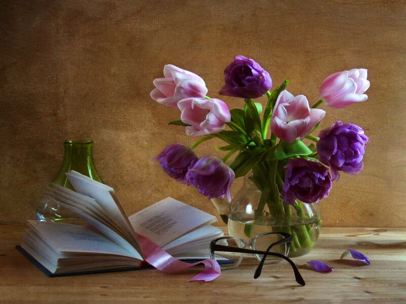 Tulips in a Vase — Purple, Serene