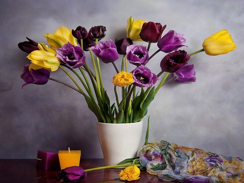 Tulips in a Vase — Purple