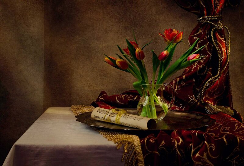 Tulips in a Vase — Red, Dramatic, Photograph, Sheet Music