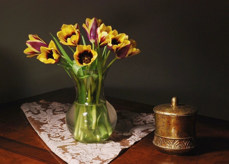 Tulips in a Vase — Yellow, Dramatic