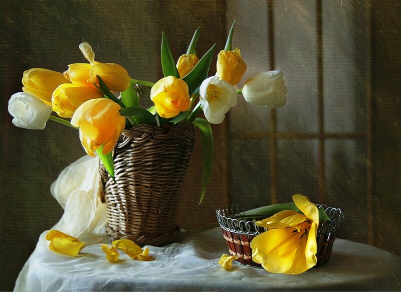 Tulips in Baskets