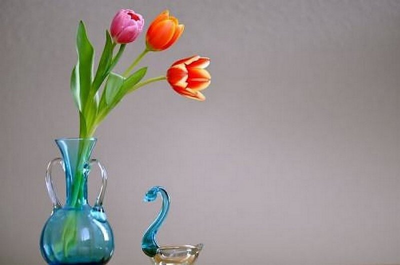 Tulips in Blue Vase — Calm
