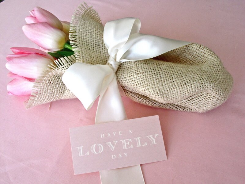 Tulips in Burlap Wrap