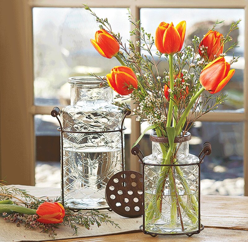 Tulips in Glass Vases — Orange