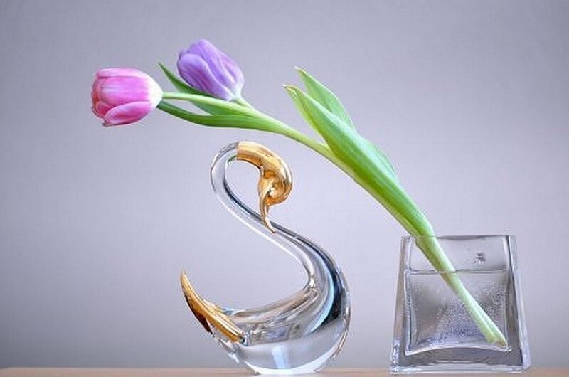 Tulips in Glass Vases — Purple
