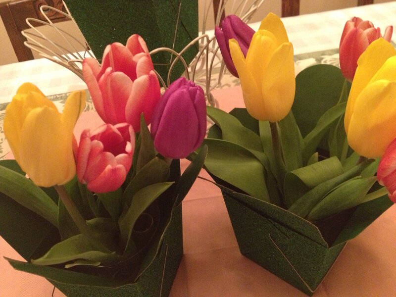 Tulips in Green Boxes
